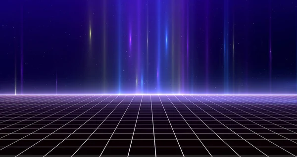 Retro Sci Background Futuristico Paesaggio Griglia Degli Anni Cyber Superficie — Foto Stock