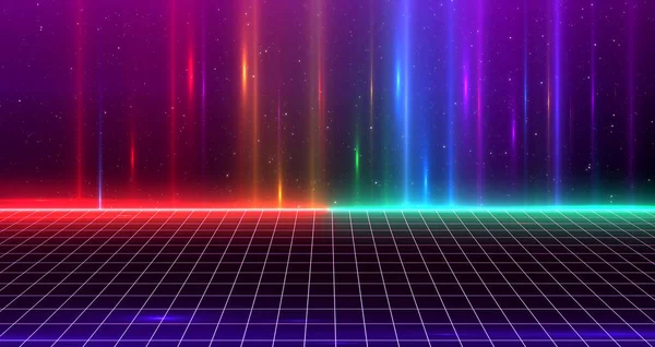 Retro Sci Background Futuristic Grid Landscape Digital Cyber Surface Suitable — Stock Photo, Image