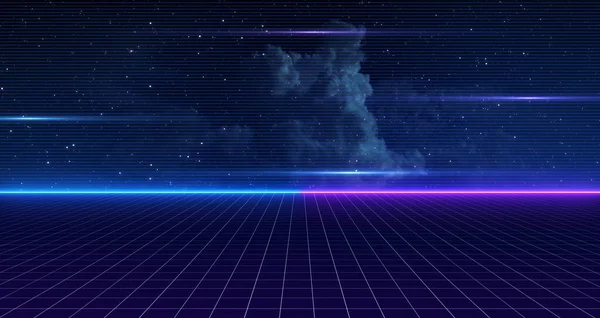 Retro Sci Background Futuristic Grid Landscape Цифровая Киберповерхность Подходит Дизайна — стоковое фото