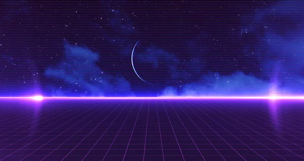 Retro Sci Background Futuristic Grid Landscape Цифровая Киберповерхность Подходит Дизайна — стоковое фото