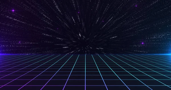 Retro Sci Background Futuristic Grid Landscape Цифровая Киберповерхность Подходит Дизайна — стоковое фото