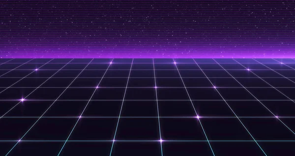 Retro Sci Background Futuristic Grid Landscape Абстрактная Цифровая Киберповерхность Дизайн — стоковое фото