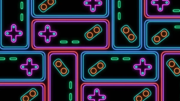 Sfondo Fantascientifico Retrò Segno Neon Game Controller Degli Anni Design — Foto Stock