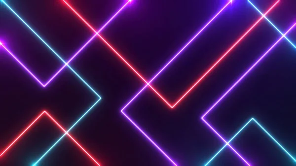 Siyah arka planda soyut Neon parlak mercek parlamaları. Lazer, reklam teknolojileri için renkli tasarım gösterdi