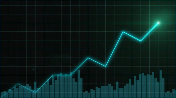 Borsa yatırımlarının ticari kar ve zarar grafiği. Yüksek eğilim çizgisi olan mali tablo gelecekte hisse senedi ticareti