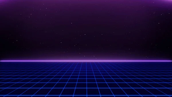 Retro Cyberpunk Style 80S Sci Background Φουτουριστικό Laser Grid Τοπίο — Φωτογραφία Αρχείου