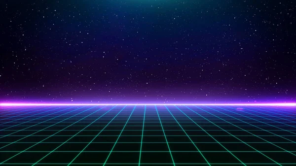 Retro Cyberpunk Stil Talet Sci Bakgrund Futuristisk Med Laser Grid — Stockfoto