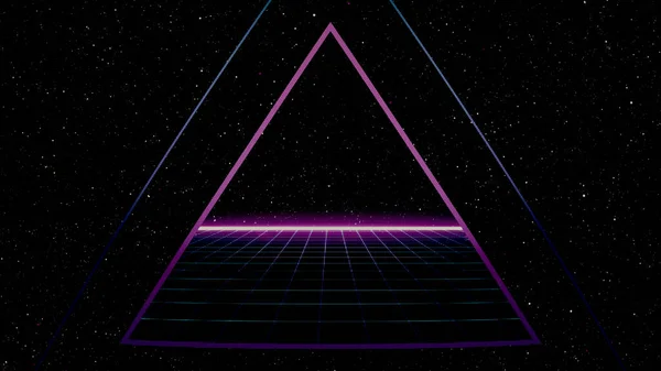 Retro Cyberpunk Style 80S Sci Tausta Futuristinen Laser Grid Maisema — kuvapankkivalokuva