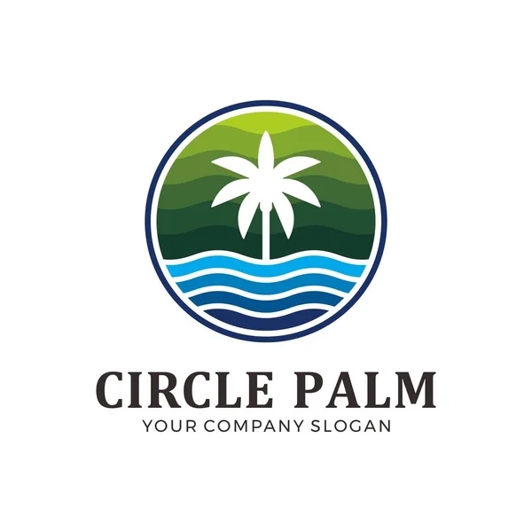 Logo Palma Del Círculo Con Color Verde Azul — Vector de stock