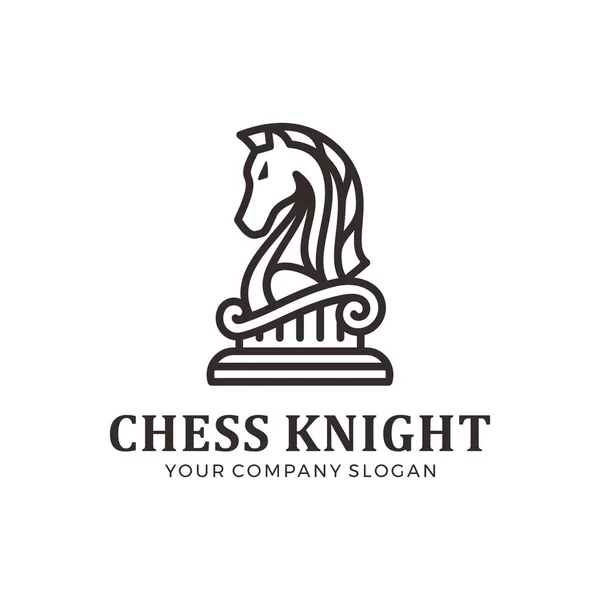 Chess Knight Logotyp Enda Typ Lineart Logotyp — Stock vektor