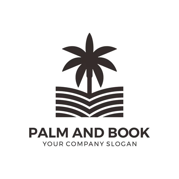 Palm Och Bok Logotypdesign — Stock vektor