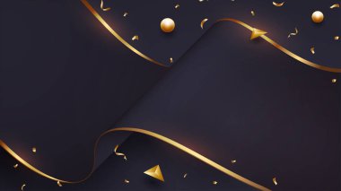 Lüks dalga kağıt arka plan siyah ve altın bir karışımı ile. Eps10 vektör çizim.