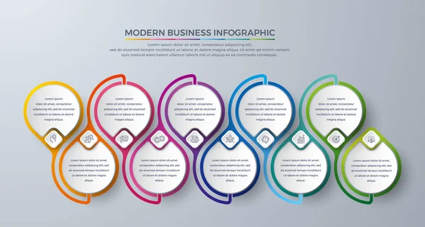 Infografik-Design mit 10 Prozessoptionen oder Schritten. Gestaltungselemente für Ihr Unternehmen wie Berichte, Prospekte, Broschüren, Workflows und mehr. Infografik-Design mit modernen Farben und einfachen Symbolen. — Stockvektor