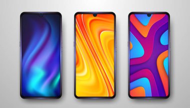 Üç seçeneği olan soyut, modern cep telefonu ekranlı duvar kağıdı. Eps10 vektör arkaplanı.