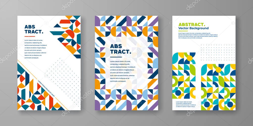 Geometric cover design collection. Vintage, retro geometric cover design with abstract shape composition.