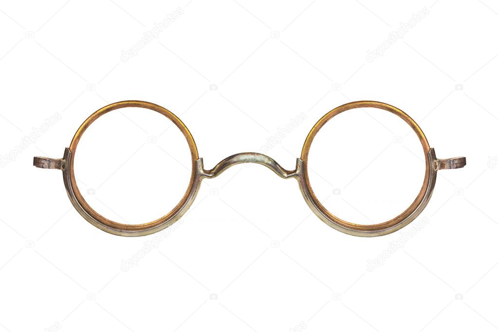 Vintage circular eyeglasses isolated on a white background