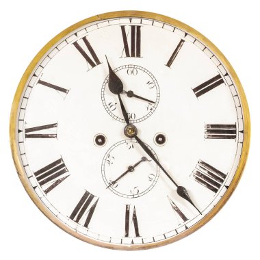 Beyaz bir arka plan üzerinde izole vintage yıpranmış eski saat