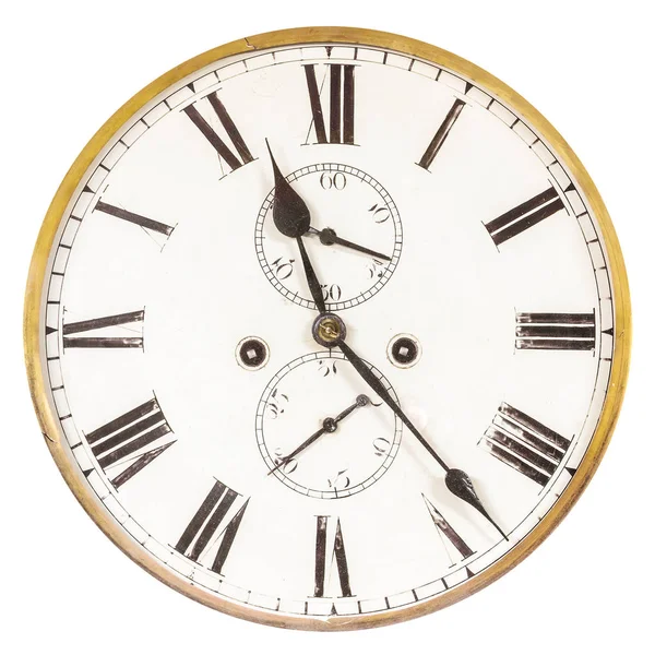 Vintage Ξεπερασμένο Αρχαία Ρολόι Που Απομονώνονται Λευκό Φόντο — Φωτογραφία Αρχείου