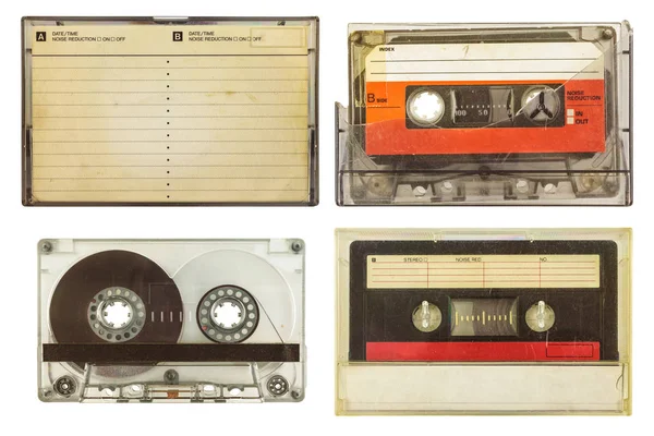 Επιλογή Από Διάφορες Vintage Ακουστικές Κασέτες Συμπαγή Απομονωθεί Λευκό Φόντο — Φωτογραφία Αρχείου