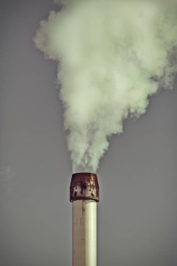 Vintage bir fabrika boru hava kirliliği görüntüsünü tarz