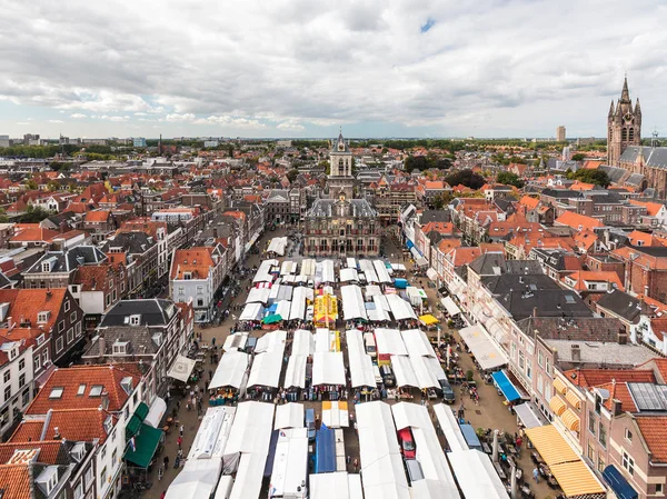 Market Central Square Dutch Town Delft View — Stock Photo, Image