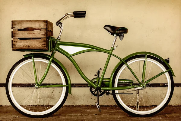 Imagen Sepia Estilo Retro Una Bicicleta Crucero Playa Vintage Con —  Fotos de Stock