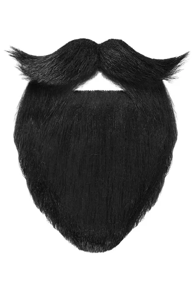 Черная Борода Вьющимися Усами Белом Фоне — стоковое фото