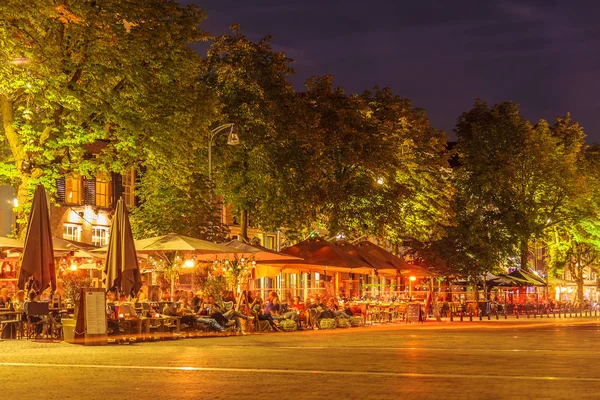 Central Historic Square Bars Restaurants Ancient City Center Deventer Netherlands — Stock Photo, Image