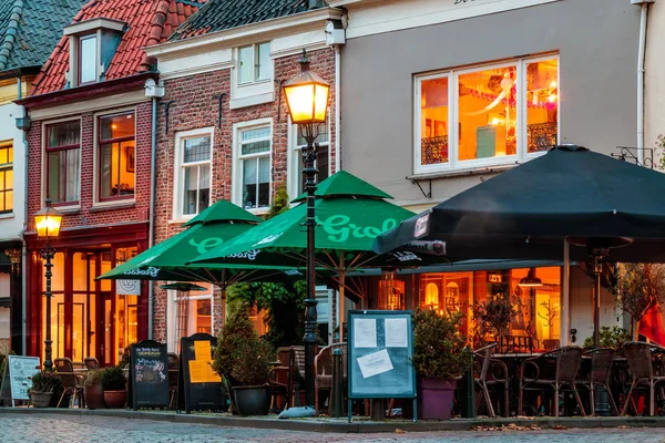 Ancient Houses Bars Restaurants Sunset Doesburg Netherlands — Stock Photo, Image
