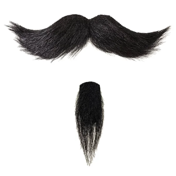 Bigode Encaracolado Preto Barba Pêra Isolada Fundo Branco — Fotografia de Stock