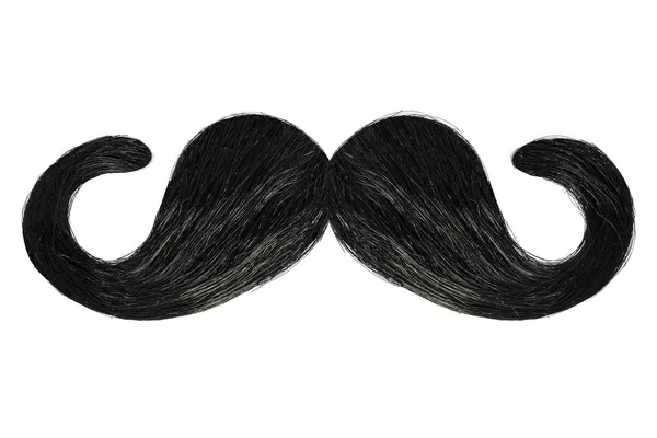 Bigode Preto Encaracolado Isolado Fundo Branco — Fotografia de Stock