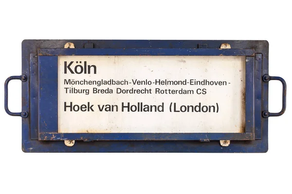 Znak w wieku pociągu przeznaczenia dla Holandii i Niemiec — Zdjęcie stockowe