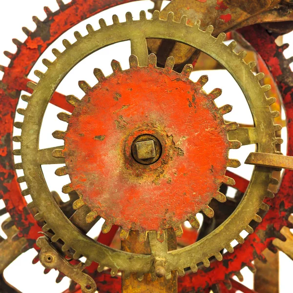 Detalle de un antiguo mecanismo de reloj de iglesia oxidado — Foto de Stock
