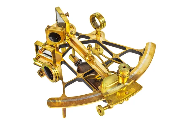Oude Astrolabe met lenzen geïsoleerd op wit — Stockfoto