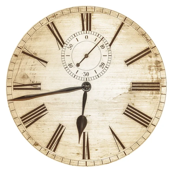 Сепия тонизирует изображение старой циферблата часов — стоковое фото