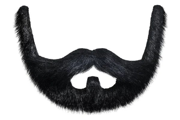 Zwarte baard met krullend snor geïsoleerd op wit — Stockfoto