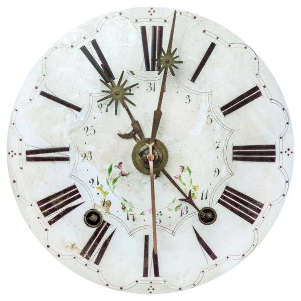 Autentyczne osiemnastowieczna twarz zegara z dekoracją kwiatów — Zdjęcie stockowe