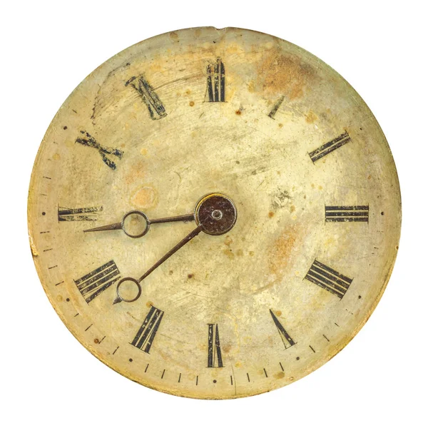 Starożytna wyblakły zegar twarz z wyblakłe liczb — Zdjęcie stockowe