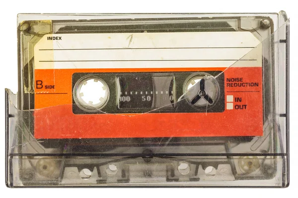 老式音频紧凑型盒式磁带，与白色隔离 — 图库照片