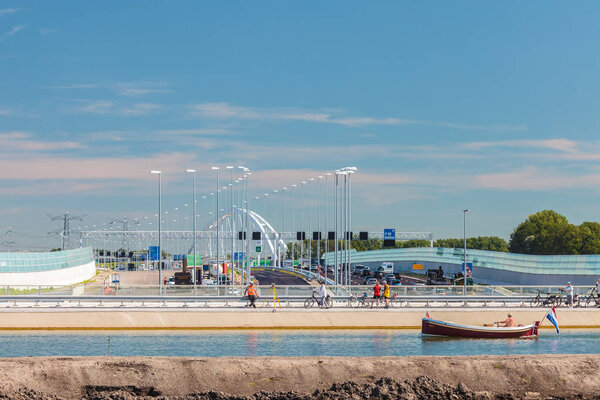 Construction of the new Dutch main highway A1 and crossing water