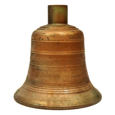 Antik büyük kilise çanı beyaz izole