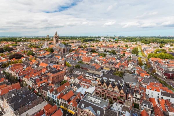 Hollanda tarihi kenti Delft'in havadan görünümü — Stok fotoğraf