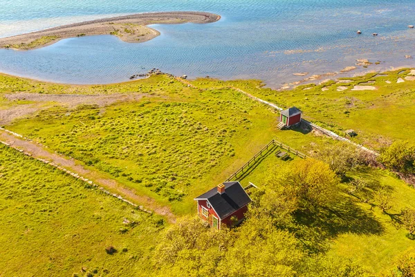 Typical small red Swedish house on the south end of the island o