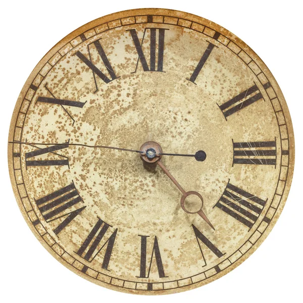 Starý hodinový obličej s římskými čísly — Stock fotografie