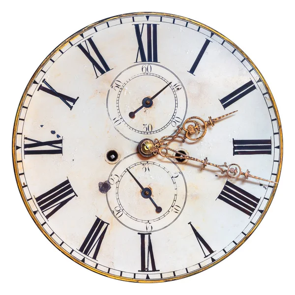 Starożytna ozdobna twarz zegara odizolowana na białym — Zdjęcie stockowe
