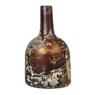 Ortaçağ cam şişesi beyaza izole edilmiş.