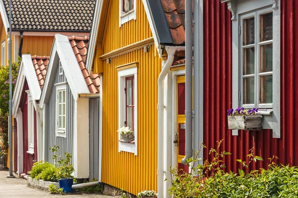 Ancient wooden houses in Karlskrona, Sweden — Stock Photo, Image