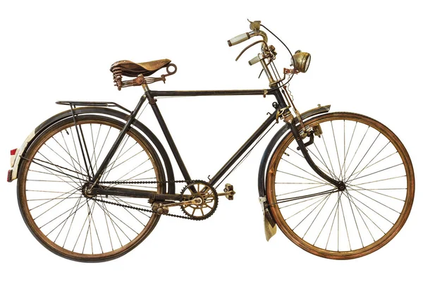 白に隔離されたヴィンテージの錆びた自転車 — ストック写真