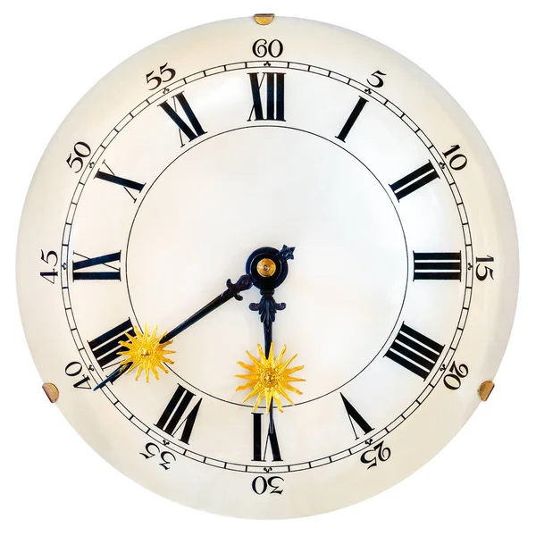 Starověké hodiny tvář s malými zlaté sluneční hodiny ruce — Stock fotografie