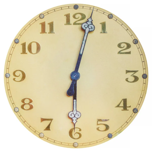 Ancient Ornamental Art Deco Clock Face Isolated White Background — Stock Photo, Image